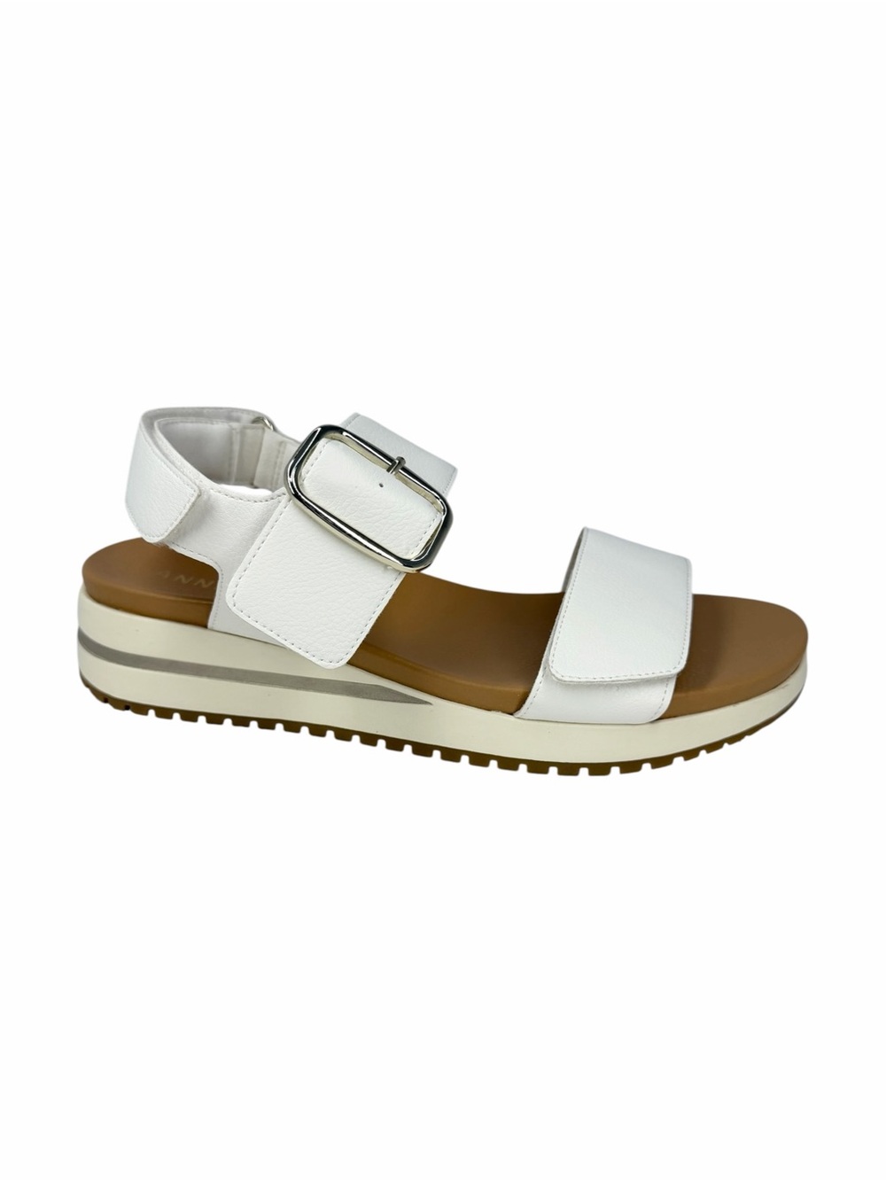 Anne Klein Women's Evanti Buckle Double Strap Sporty Sandals White Size 7.5M